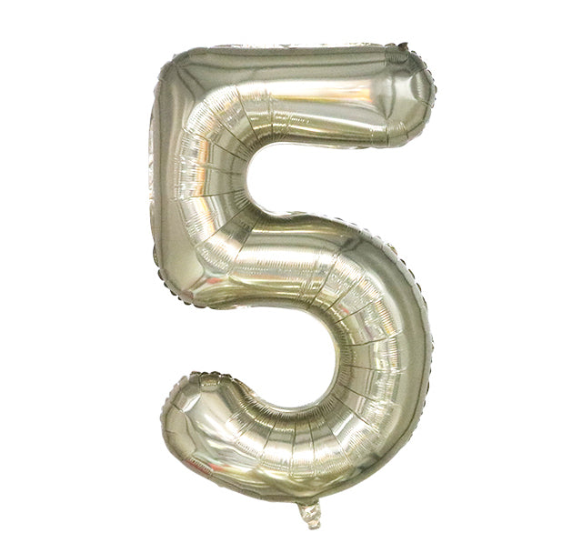 28-inch shiny gold foil balloon shaped like the number 5.