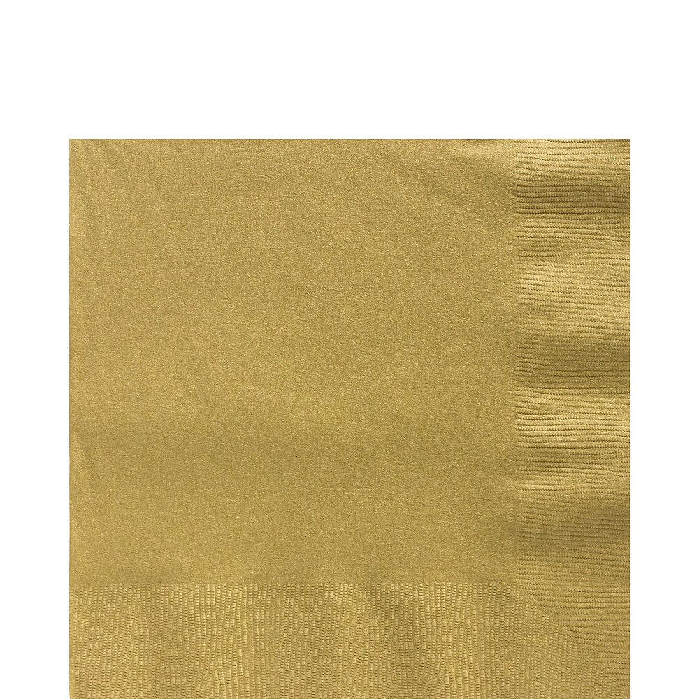 Large square gold paper napkin with a smooth, slightly textured surface and folded edges.