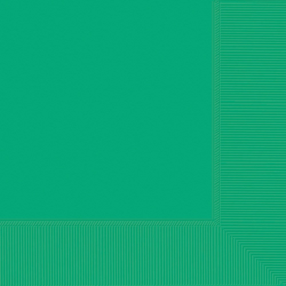Stack of large square napkins in solid bright green with subtle embossed border pattern.