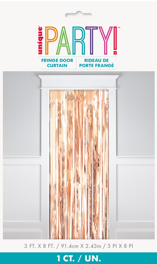 Rose Gold Fringe Door Curtain 3x8