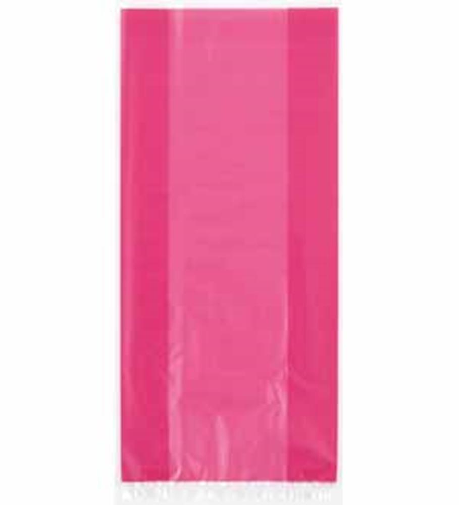 Bright pink translucent cello bag with a glossy finish, rectangular shape.