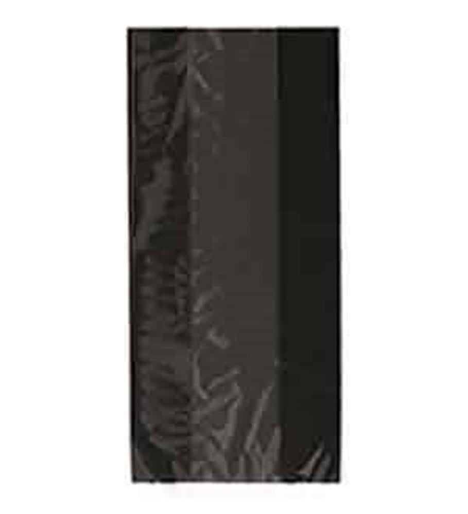 Glossy black cellophane bag with a flat rectangular shape and sealed edges.