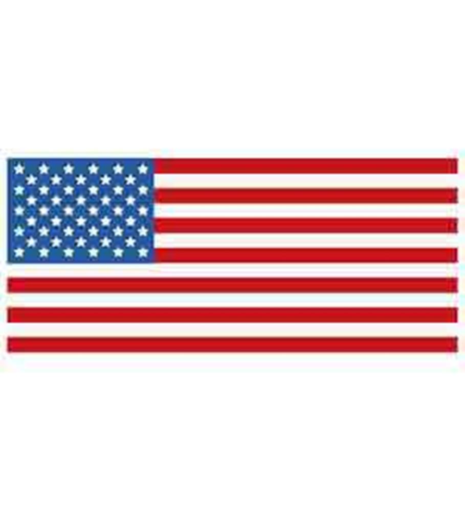 Large rectangular fabric banner featuring red and white horizontal stripes with a blue square filled with white stars in the