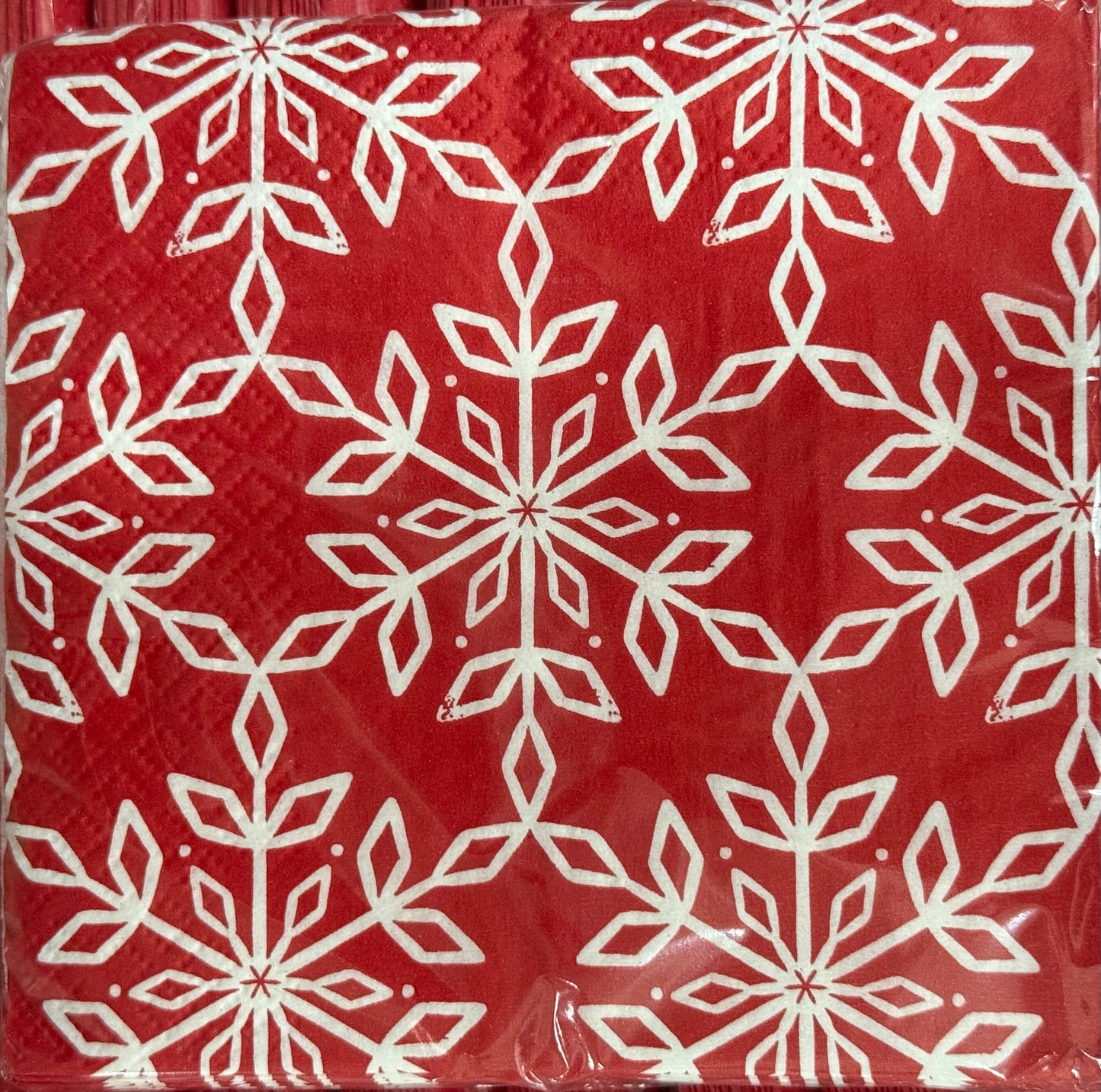 Christmas Red Snowflake Beverage Napkins 16ct