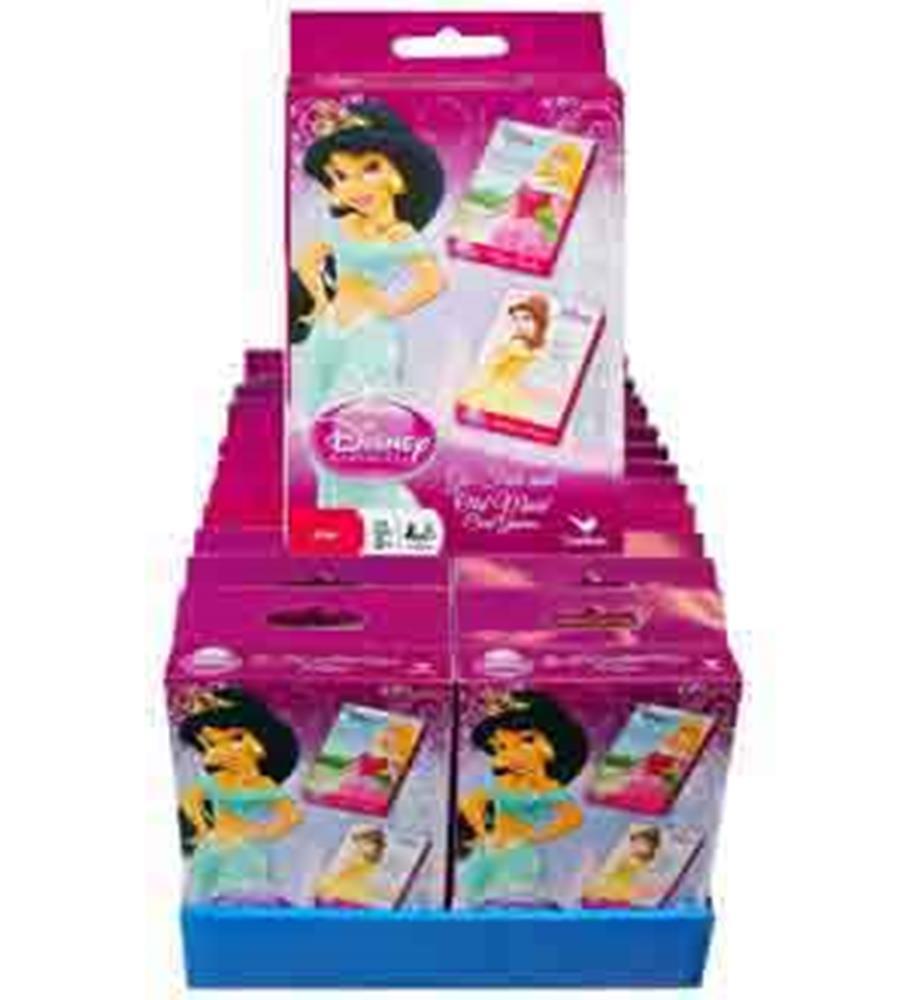 Two-pack Disney Princess card game sets in pink packaging featuring Jasmine and Belle illustrations.