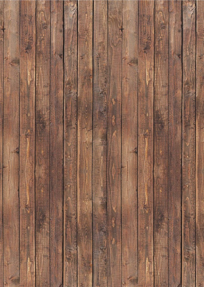 Brown wooden plank backdrop with natural wood grain texture and rustic vertical boards.