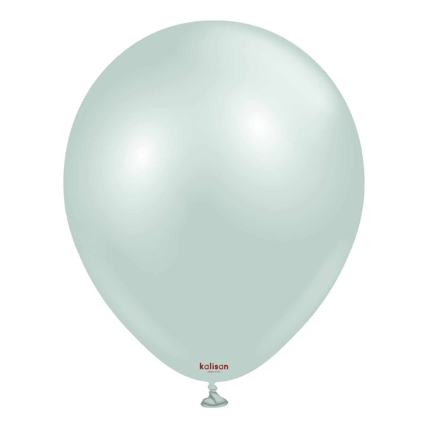 18-inch round metallic light blue balloon with a glossy finish and a tied neck.