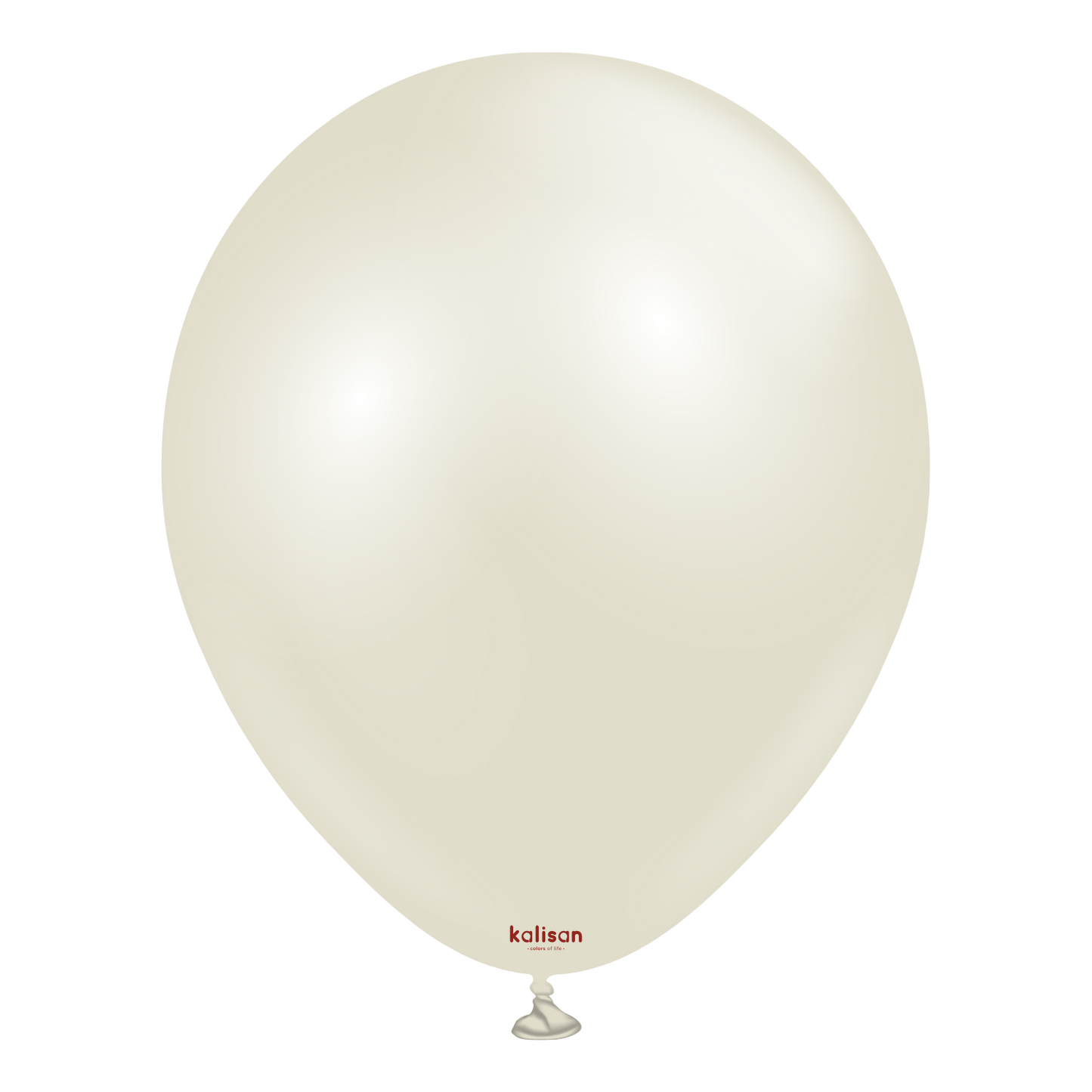 Ivory white 18-inch latex balloon with a smooth, glossy finish and a tied neck.