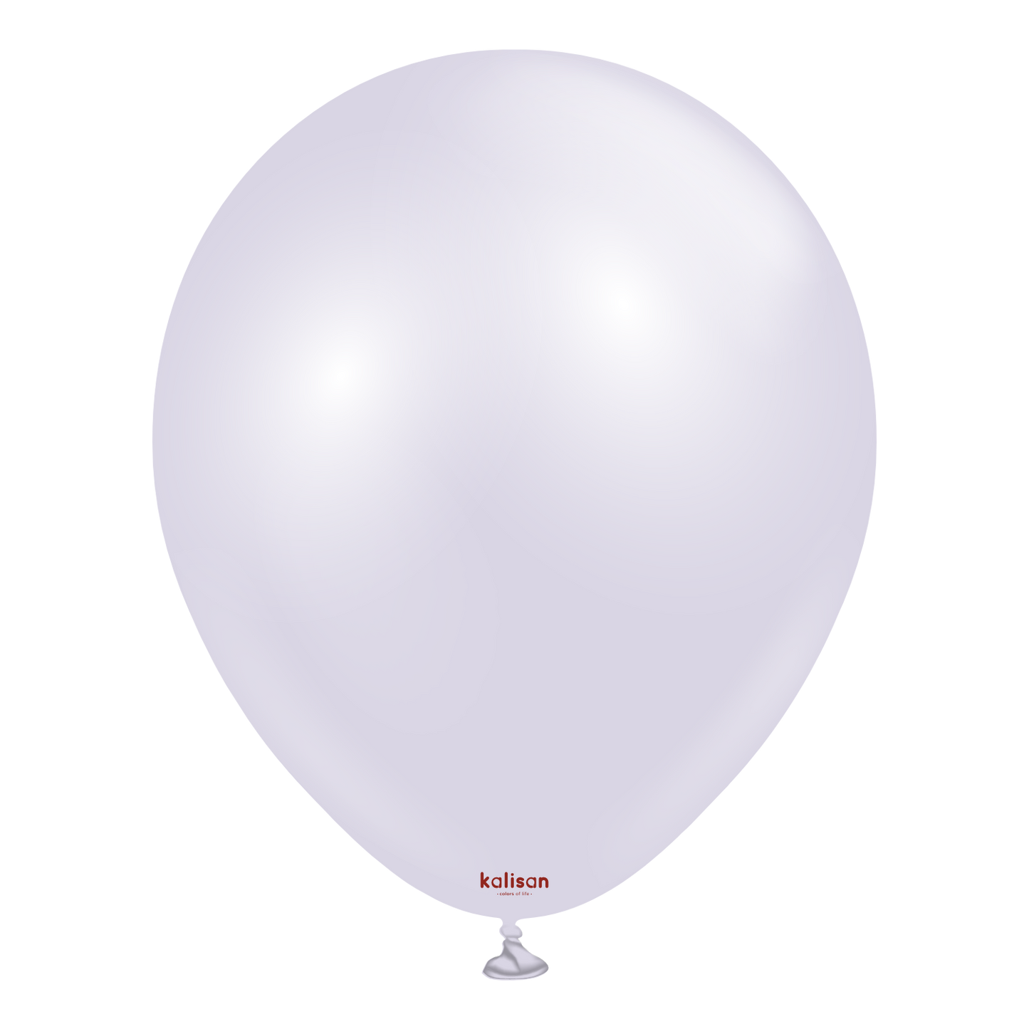 18-inch lavender fog latex balloon with subtle pearl finish and tied knot at base.