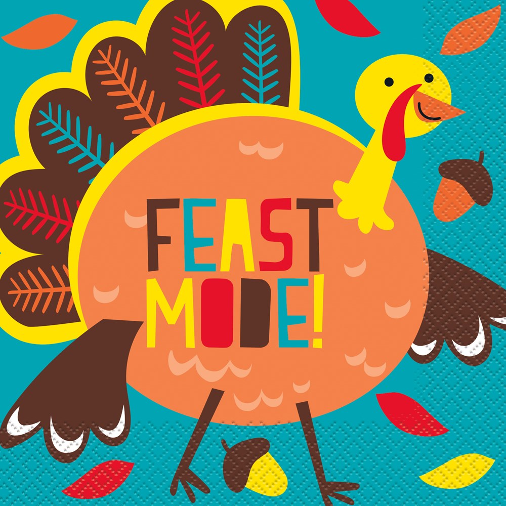 Cartoon Turkey Lunch Napkin 16ct