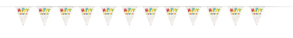Happy Balloon Birthday Plastic Flag Banner 12ft