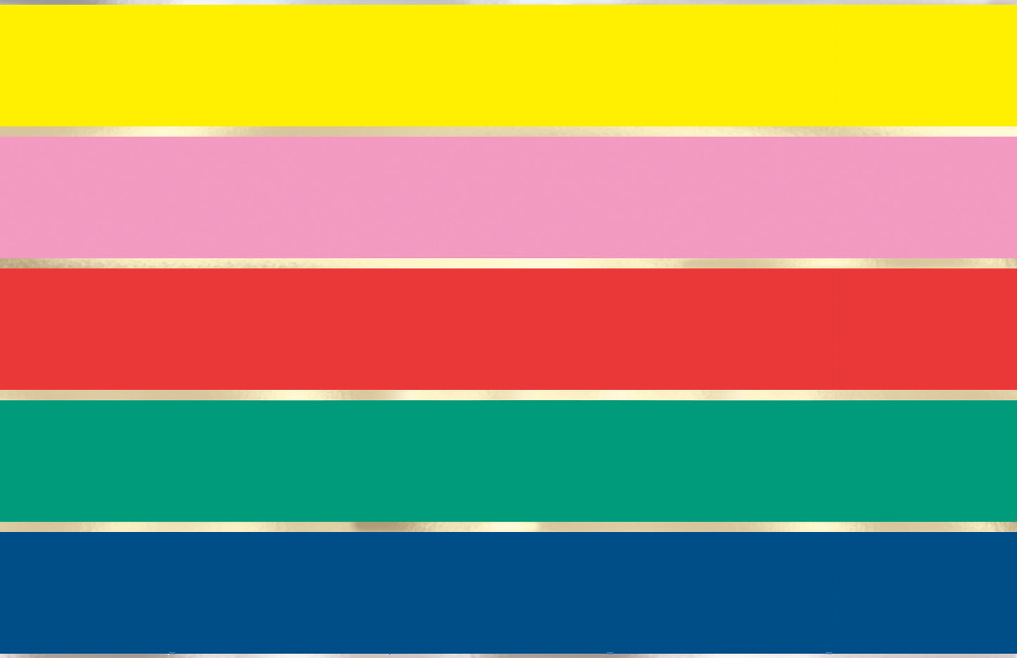 Colorful metallic foil table cover strips in yellow, pink, red, green, and blue with shiny finish.