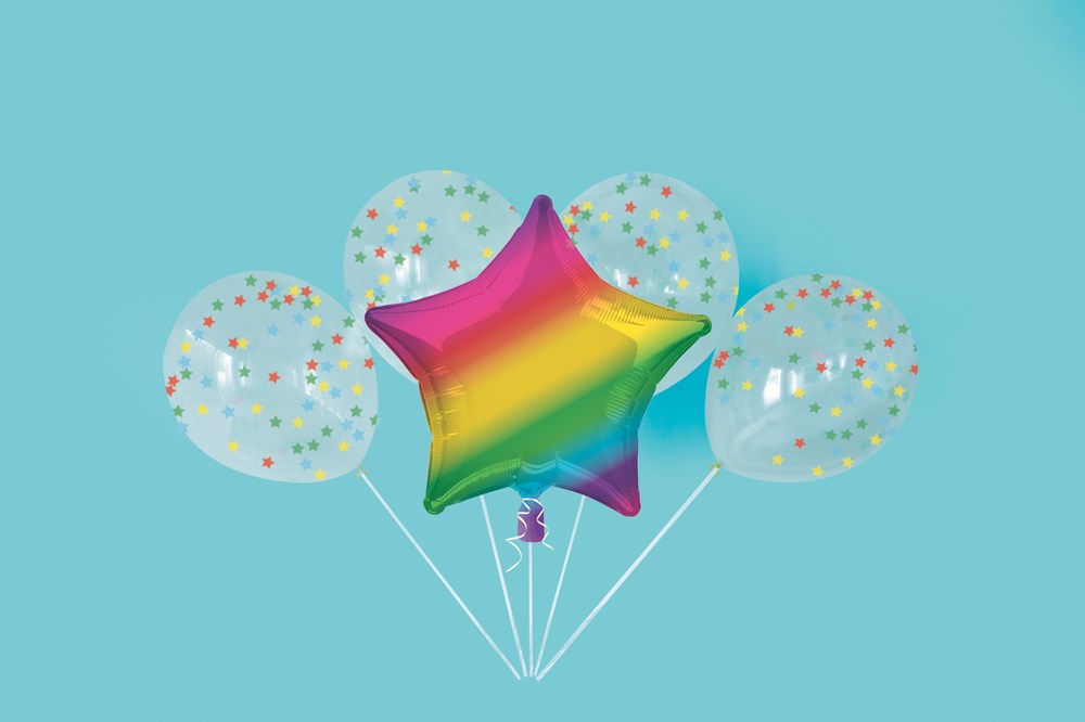 Foil Rainbow Star Balloon Kit 5pc