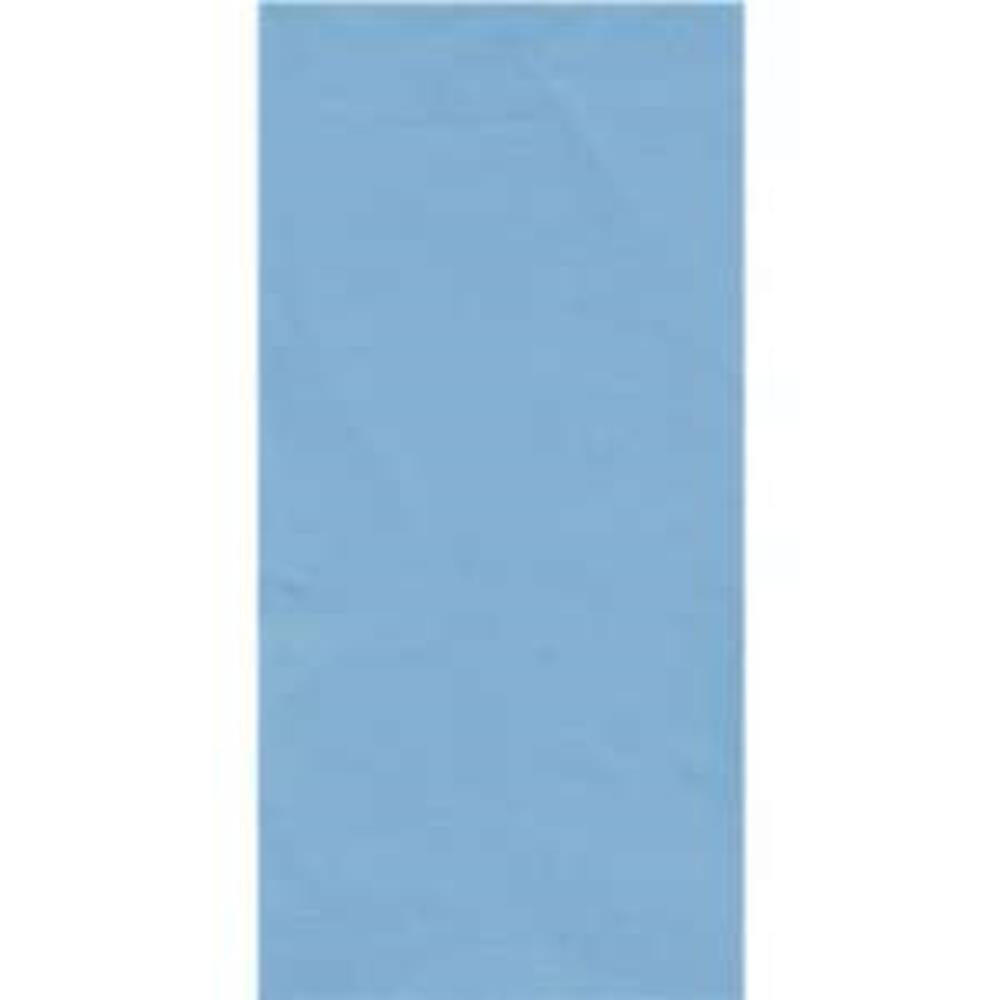 Pastel blue rectangular tablecover with smooth texture, measuring 54 by 108 inches.