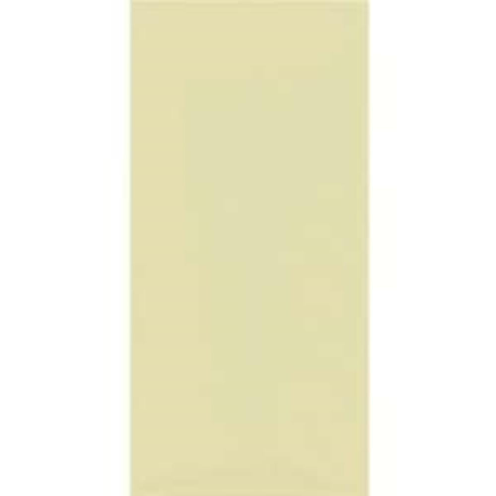 Rectangular vanilla-colored plastic table cover with smooth, solid texture, measuring 54 by 108 inches.