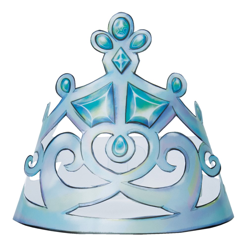 Light blue and teal plastic tiara-shaped party hat with jewel-like accents, Ariel-themed design.