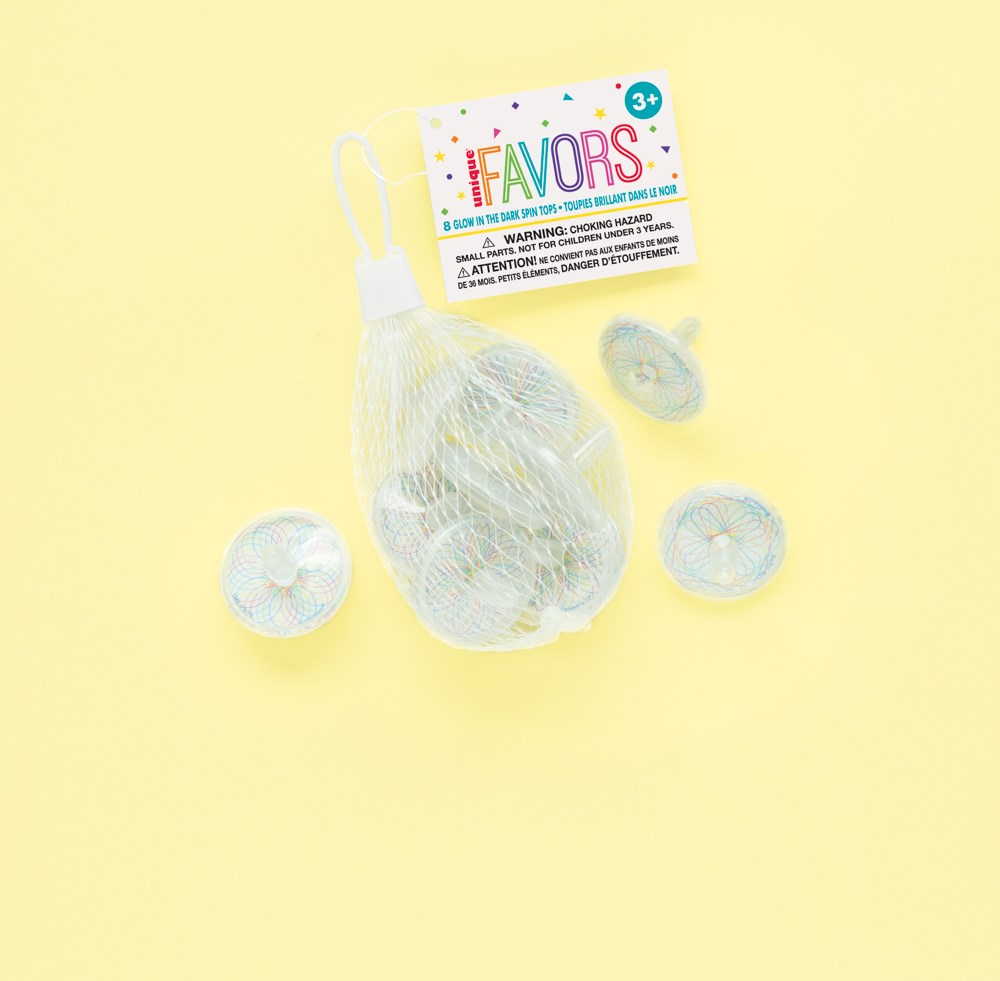 8 Glow Spinning Tops Assorted Net Bag