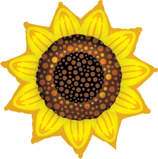 Bright yellow sunflower-shaped foil balloon with detailed brown and orange center, 35 inches wide.