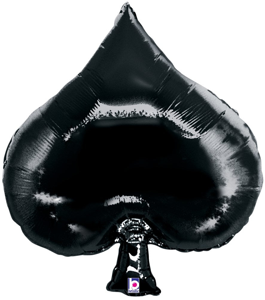 Black foil balloon shaped like a large spade symbol with a glossy finish.