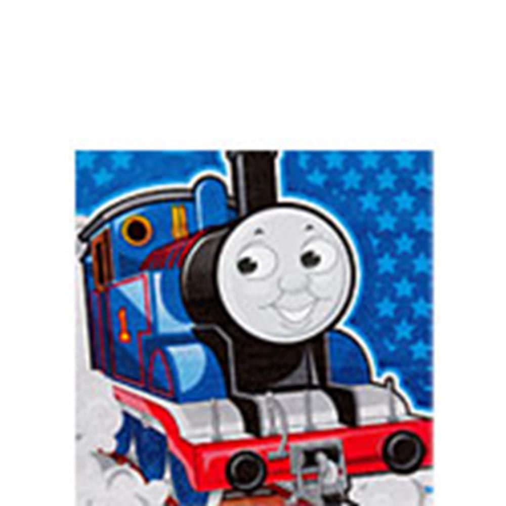 Blue Thomas the Tank Engine plastic cup with smiling face and red wheels, 9oz capacity.