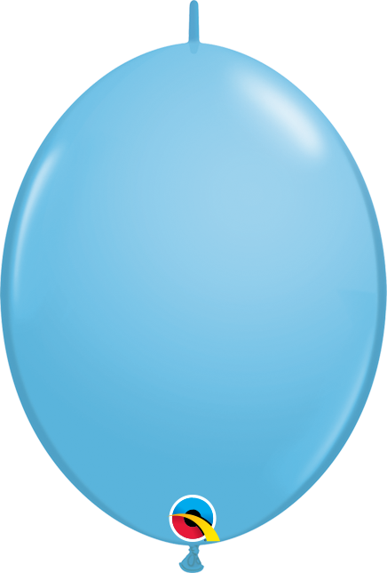 Pale blue 6-inch round latex balloon with a tied neck and slight shine.