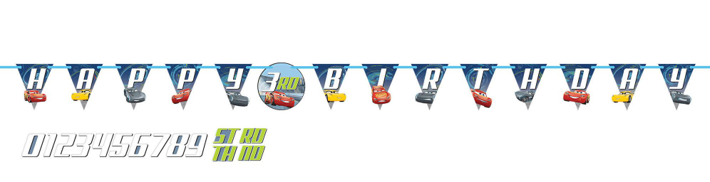 Disney Cars 3 Happy Birthday Add An Age Jumbo Letter Banner 1ct