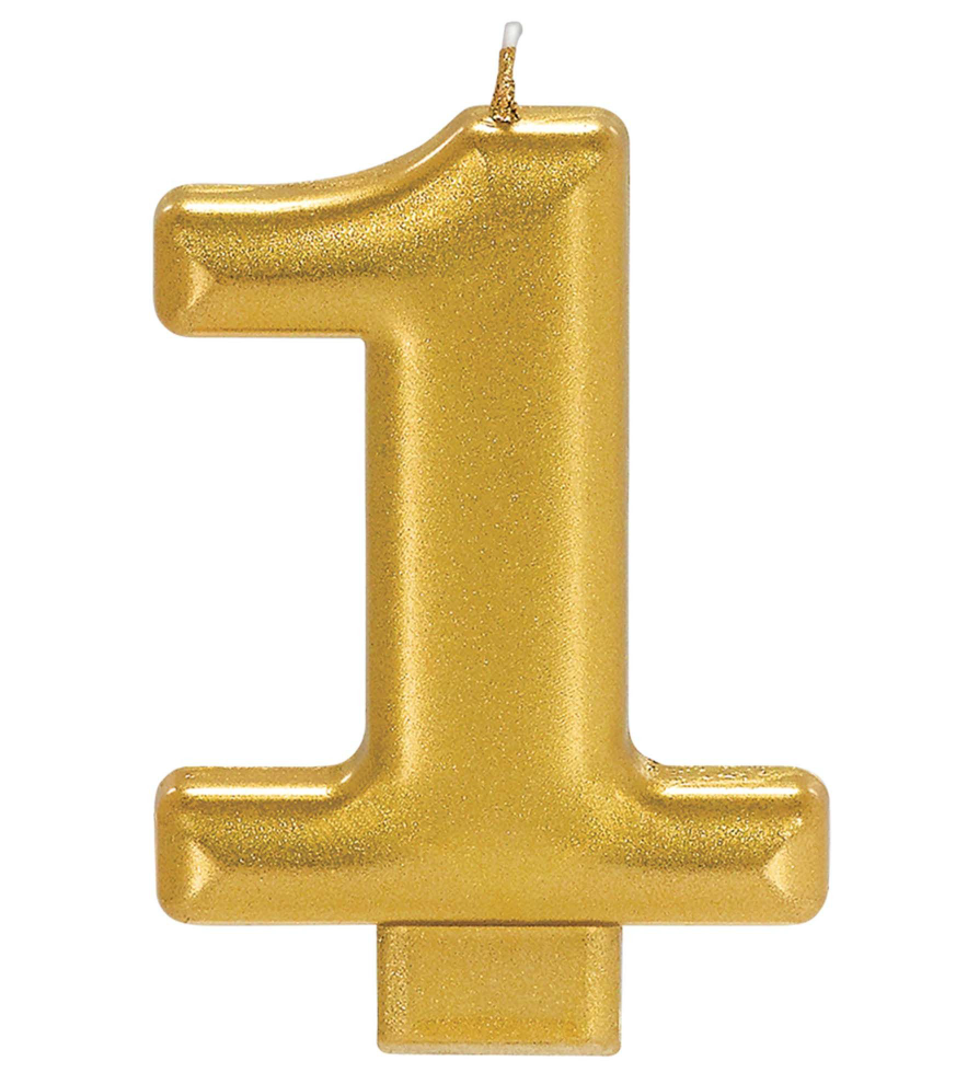 Metallic Gold Number 1 Candle