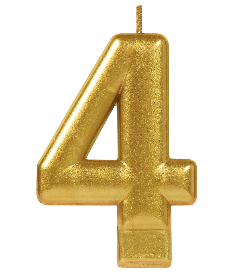 Metallic Gold Number 4 Candle
