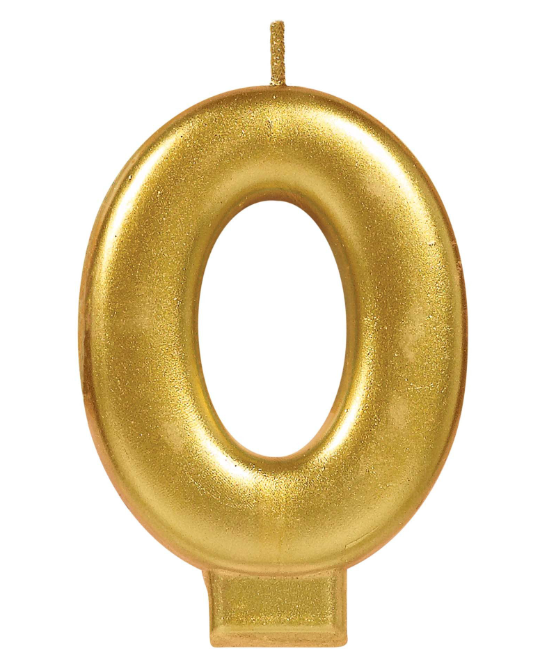 Metallic Gold Number 0 Candle