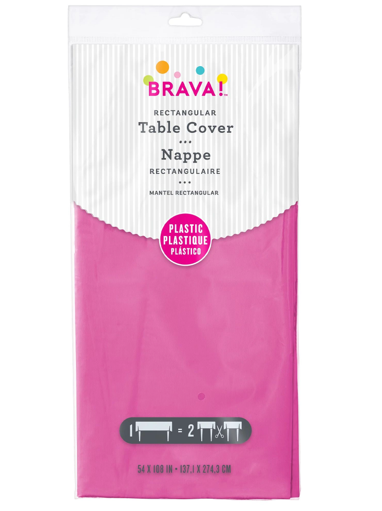 Plastic Table Cover Bright Pink 54 inch x 108 inch 1ct