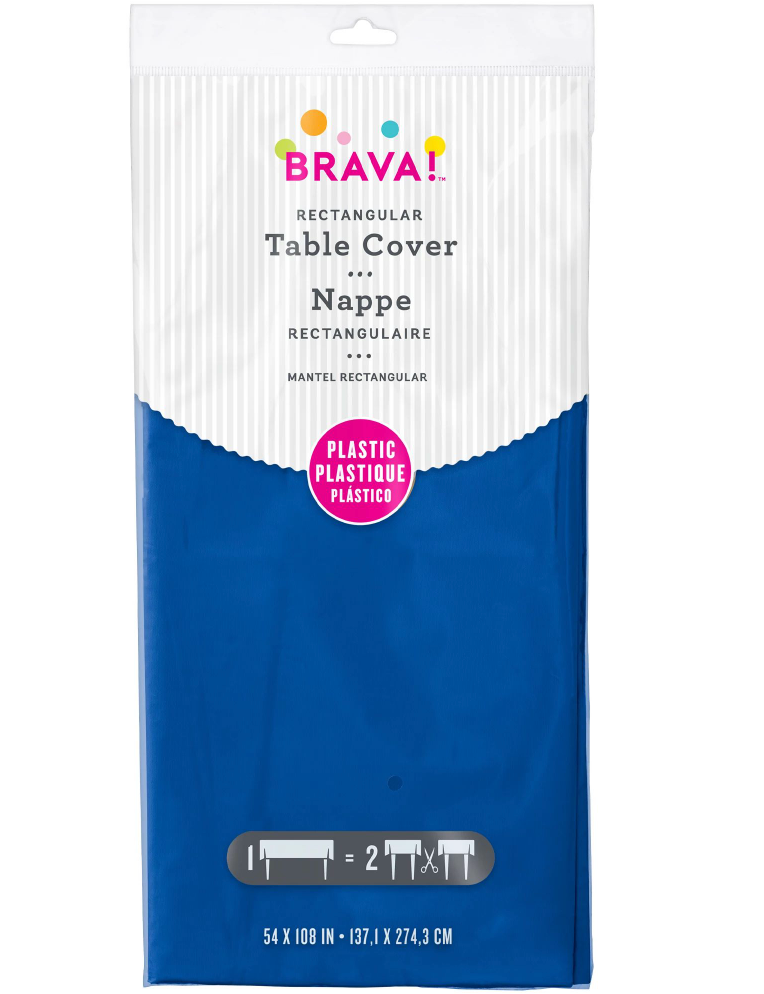 Plastic Table Cover Bright Royal Blue 54 inch x 108 inch 1ct