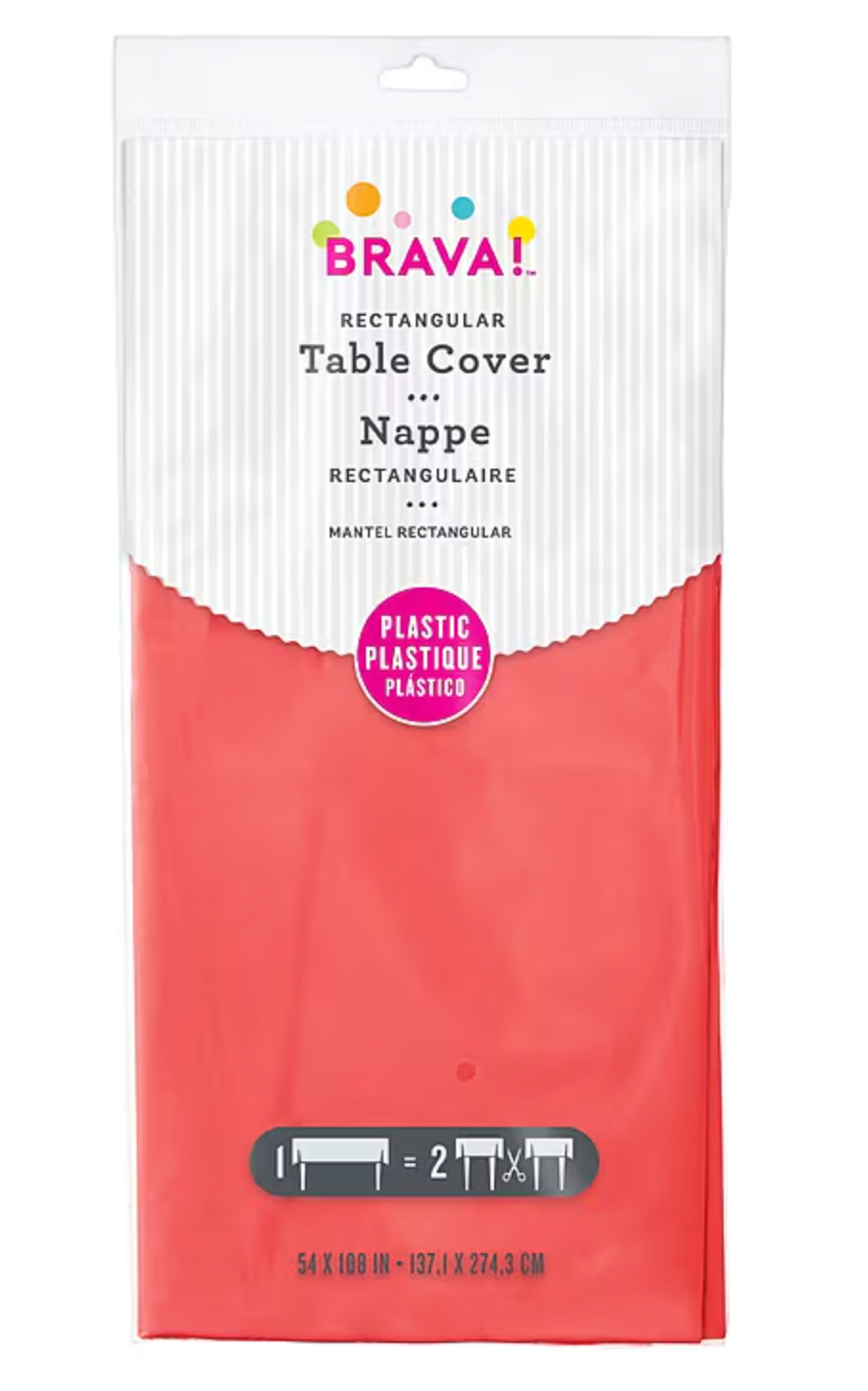 Plastic Table Cover Apple Red 54 inch x 108 inch 1ct