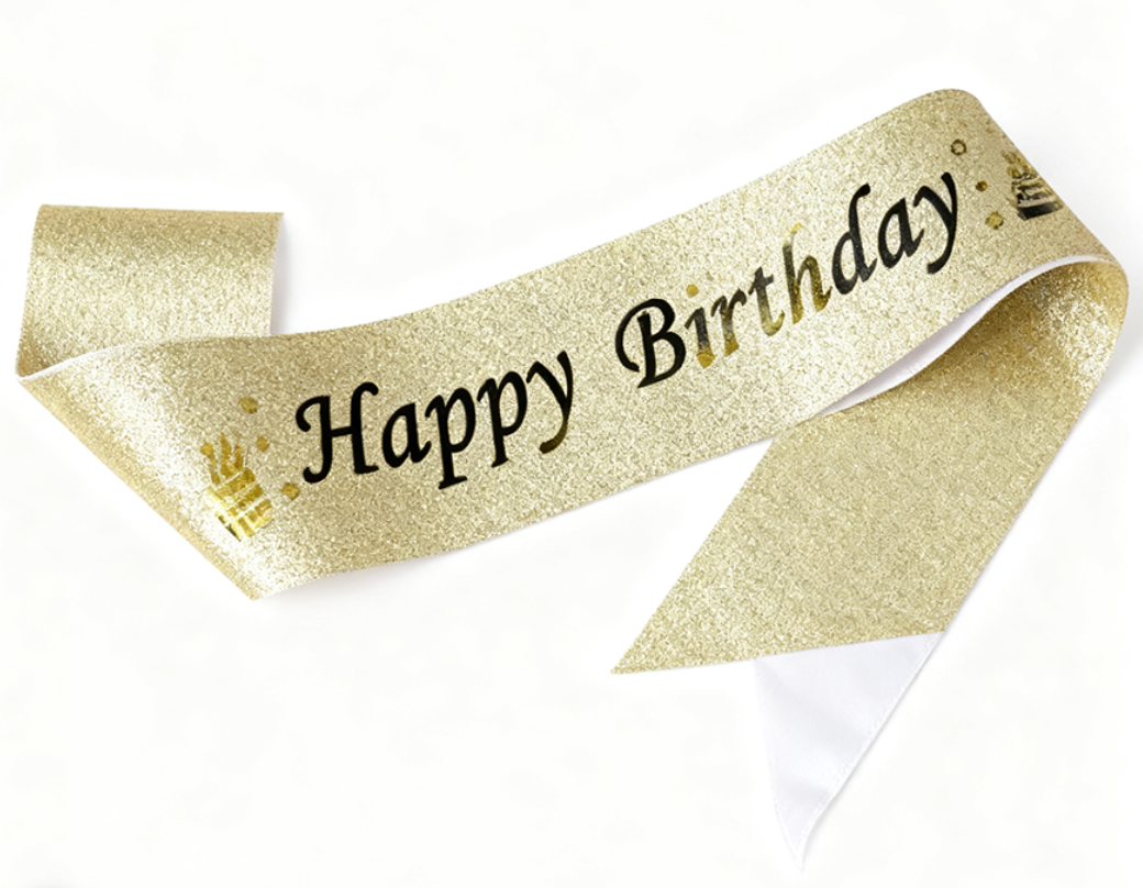 Gold Happy Birthday Sash