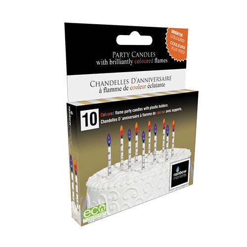 Printed Color Flame Candles Gold and Silver Stars 10ct