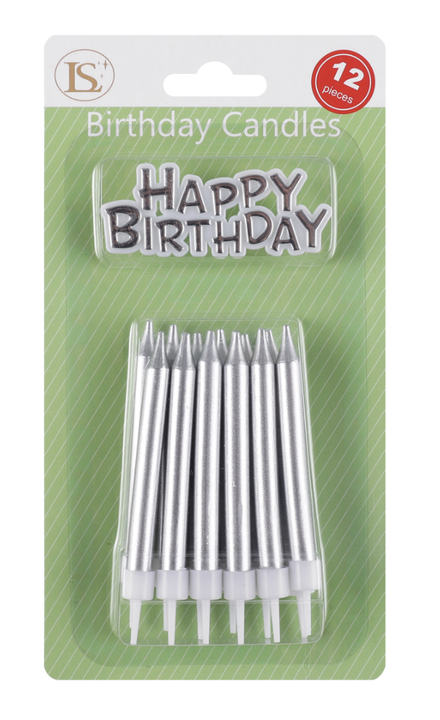 Silver Birthday Candle Set