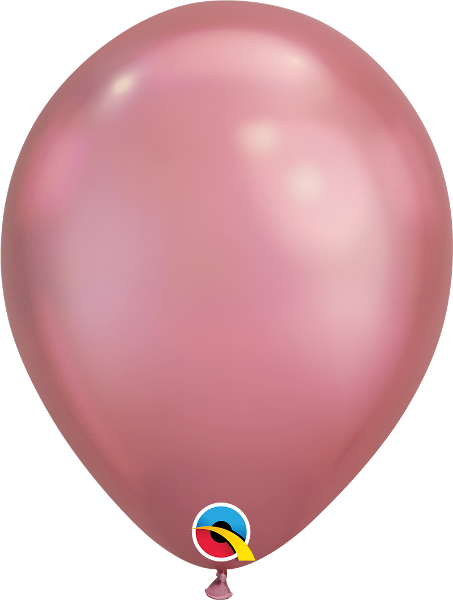 11-inch mauve chrome latex balloon with a shiny metallic finish and rounded shape.