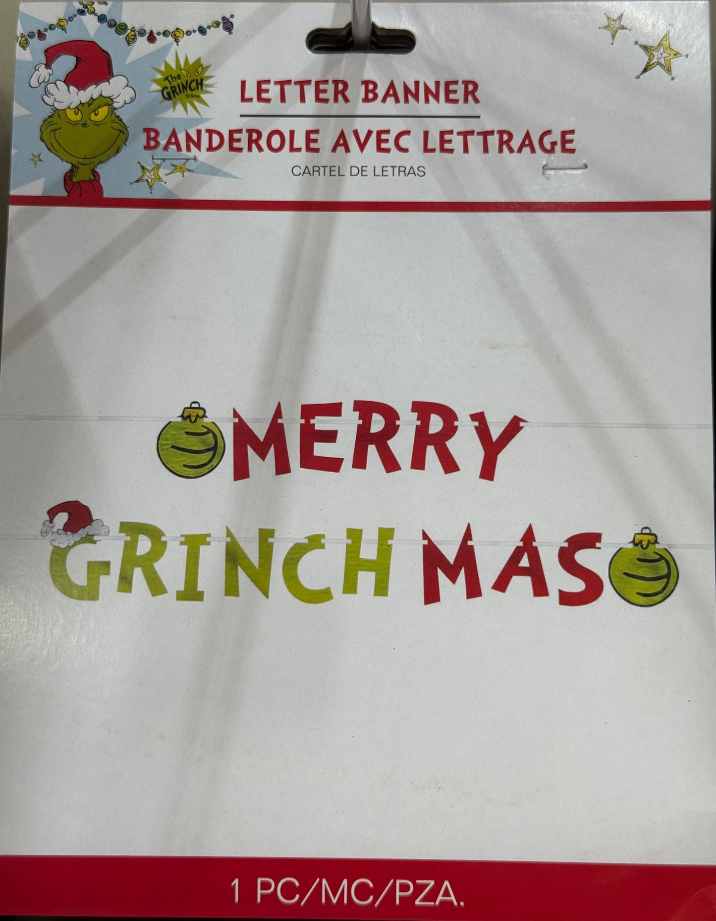 1 pancarta con letras de papel de aluminio de Grinchmas