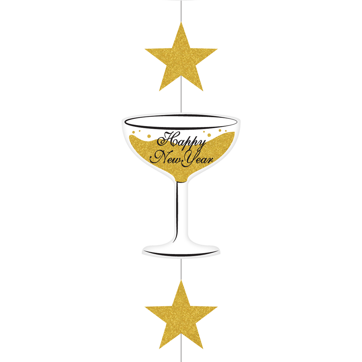 New Years Eve Hanging Champagne Glass Decoration 1ct