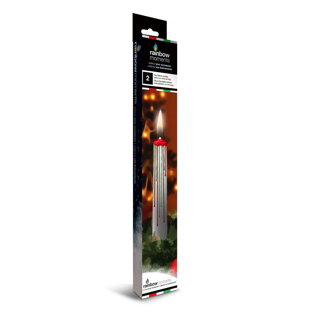 Rainbow Drip Paraffin Candles White with Red and Green Drip 2ct