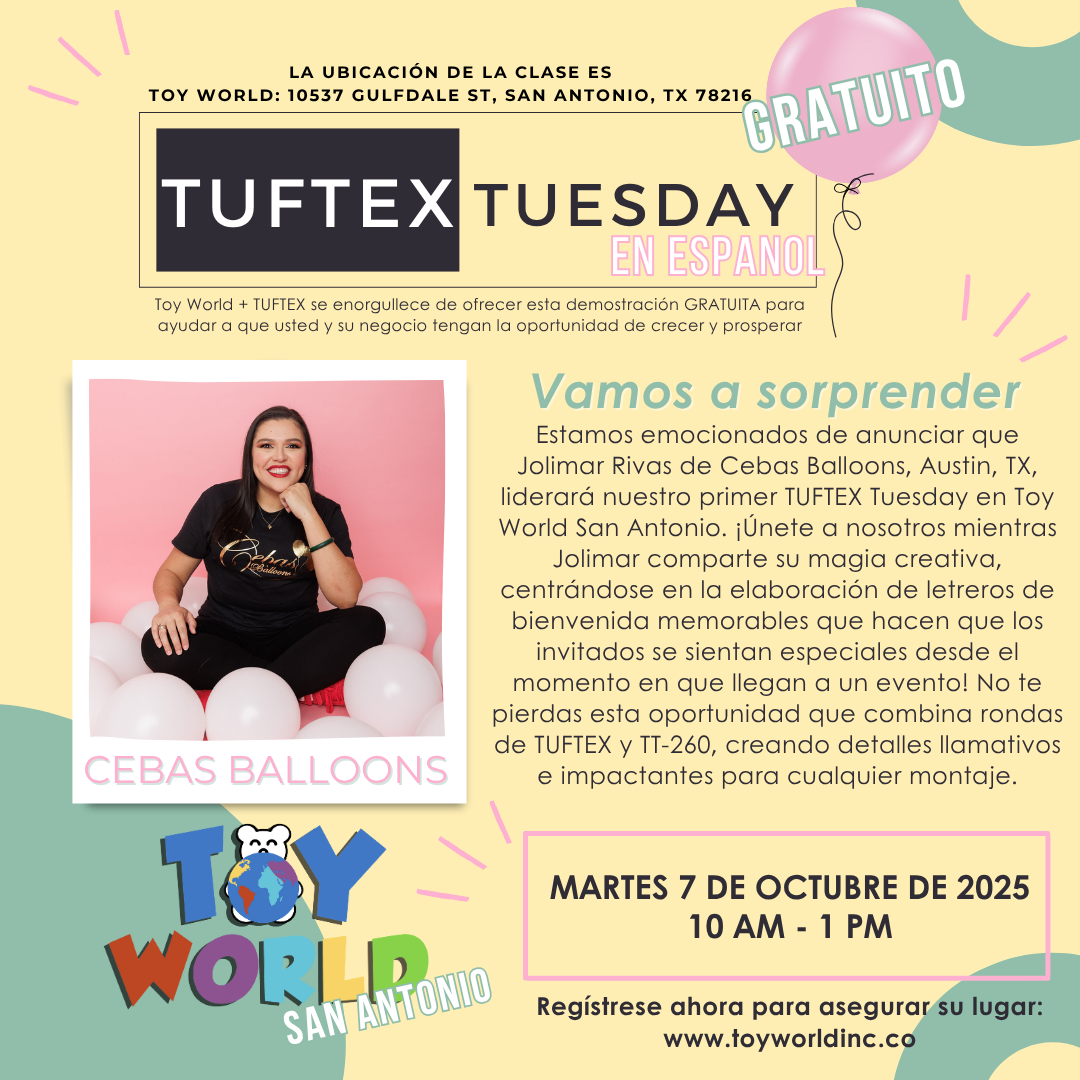 Bright promotional graphic with pink and yellow background, featuring a smiling woman seated cross-legged, holding colorful.