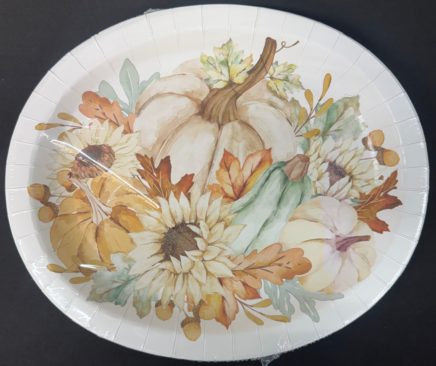 Family Thanksgiving 12 inch Oval Paper Plates 8ct