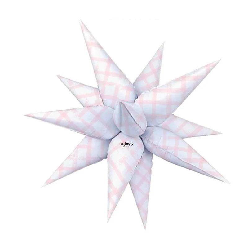 Mingle Balloon Co 26 inch Pink Gingham Starburst Foil Balloon 1ct