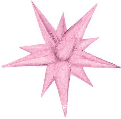 26-inch starburst decoration with light pink matte and shiny leopard print points.
