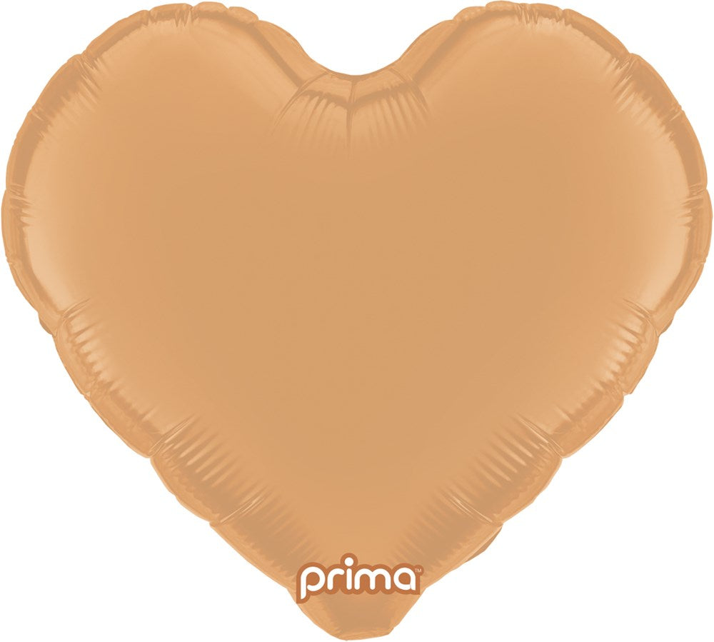 Caramel-colored heart-shaped foil balloon with a glossy finish and 18-inch size.