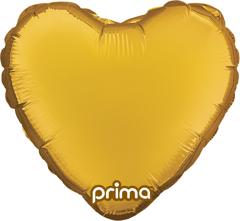 Shiny gold foil heart-shaped balloon with smooth edges and reflective surface.