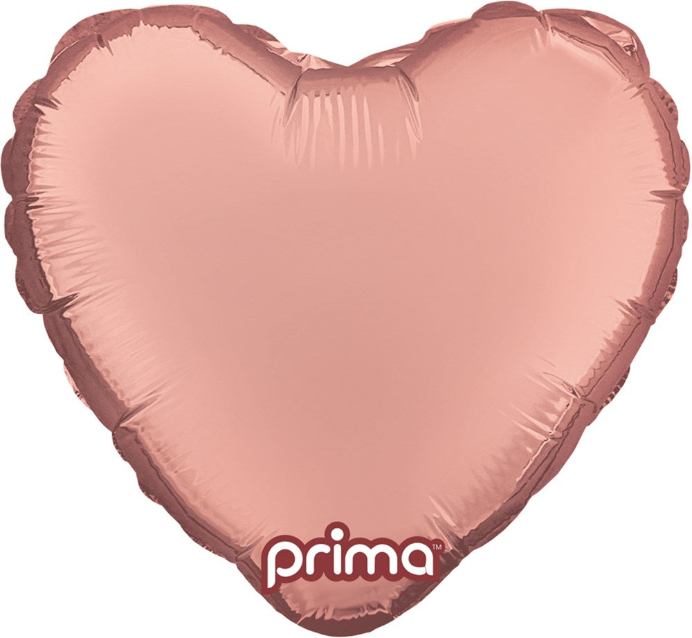 Rose gold foil heart-shaped balloon, 9-inch size, shiny metallic finish.