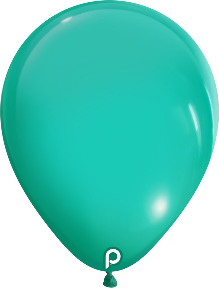 Aqua blue 11-inch latex balloon with a smooth, glossy surface and classic rounded shape.