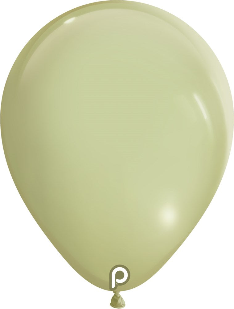 Light creamy buttermilk-colored latex balloon with 11-inch oval shape and glossy finish.