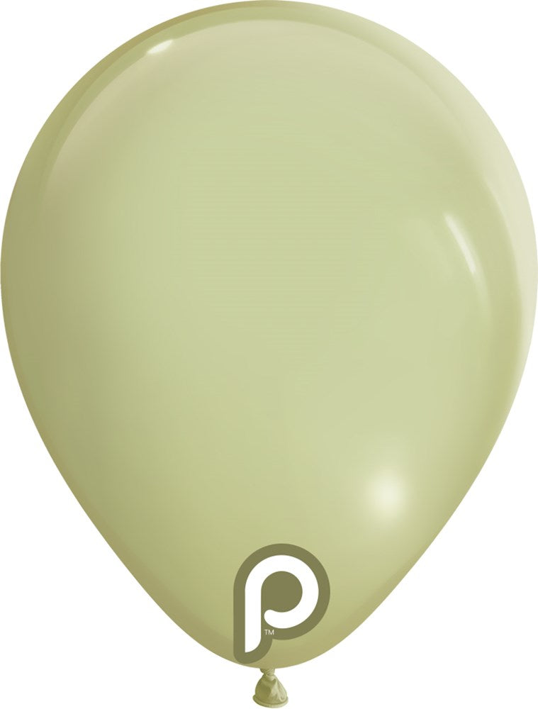 Buttermilk-colored 5-inch latex balloon with glossy finish and small white "P" logo near base.