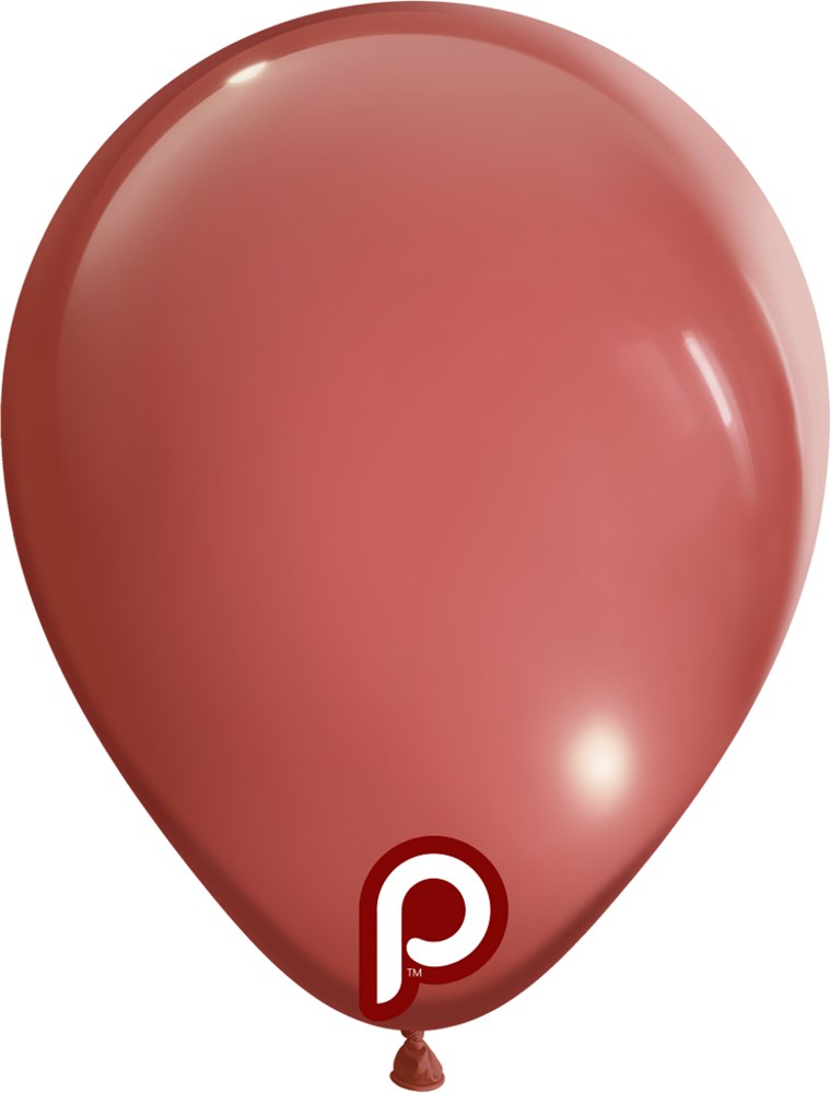 Glossy French rose pink latex balloon with round shape and Prima logo near the bottom.